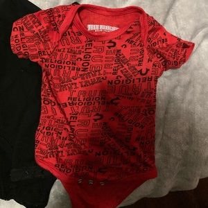 True Religion Red & Black Onesie